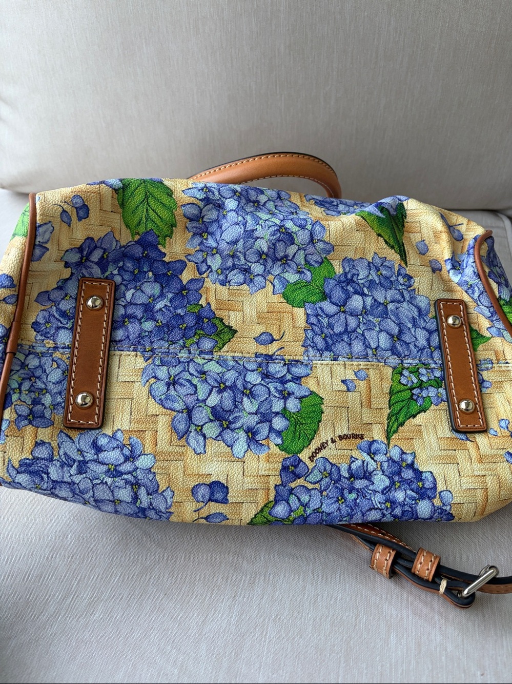 Dooney & Bourke Hydrangea Satchel in Blue and Tan - Picture 5 of 5
